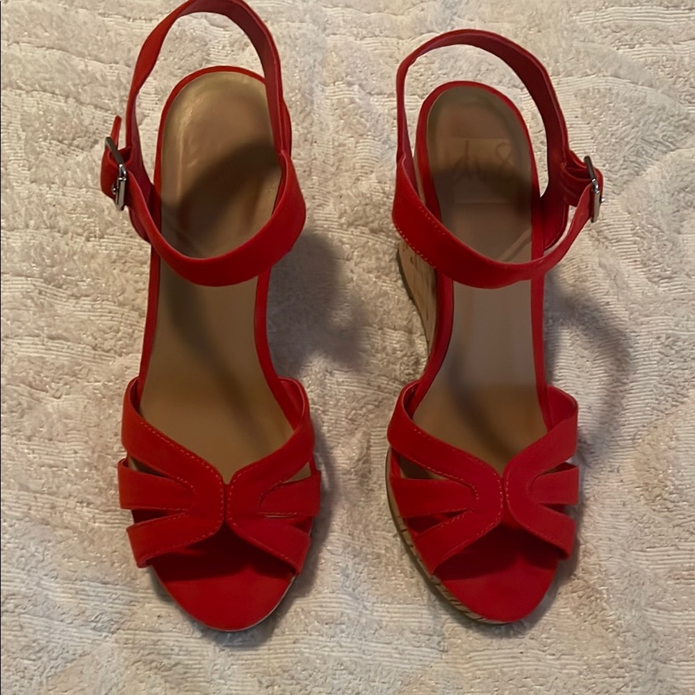 Red Women's T-Strap Wedge Sandals - Elegant Summer Heels